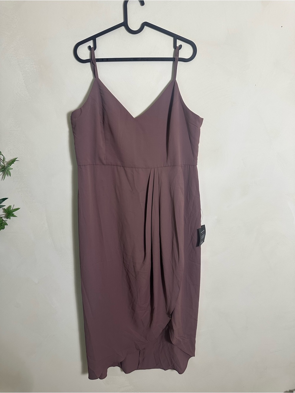LULUS Reinette Lightly Pleated Tulip Split Midi Dress Size 2X Mauve
